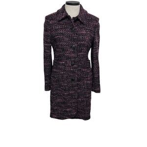 Jones New York Tweed long coat pink and purple size 4